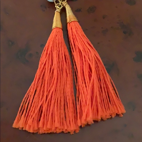 Long orange earrings - Picture 3 of 3